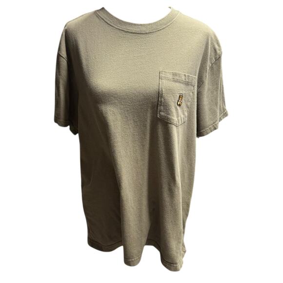 Teddy Fresh Classic Washed Pocket Tee Olive Green Small Embroidered Bear - Picture 1 of 9